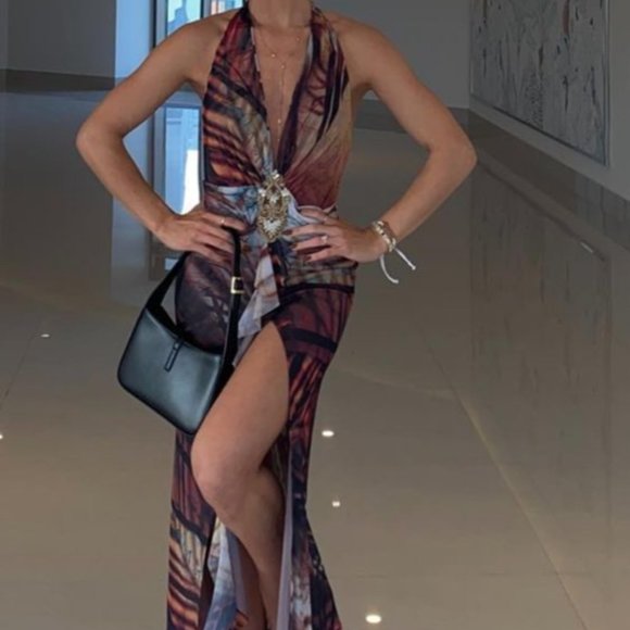 Jaded London Dresses & Skirts - JADED LONDON Plunge Dress Cindy - Beach Sunset Print Red size US 2